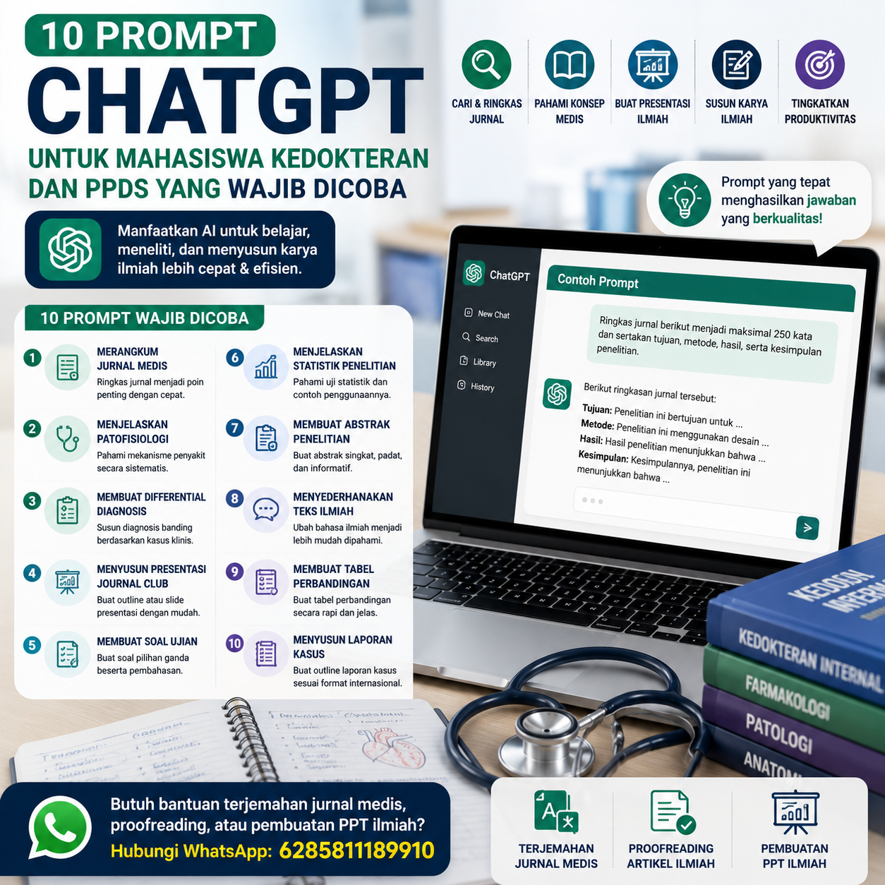 10 Prompt ChatGPT untuk Mahasiswa Kedokteran dan PPDS yang Wajib Dicoba