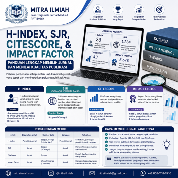 Panduan Memilih Jurnal dan Menilai Kualitas Publikasi Berdasar H-Index, SJR, CiteScore, dan Impact Factor